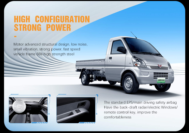 2023 Light Cargo Truck Electric Mini Truck 4x4 Pickup Truck Wuling Auto Van Ev 50 Electric Cars Adults Vehicle