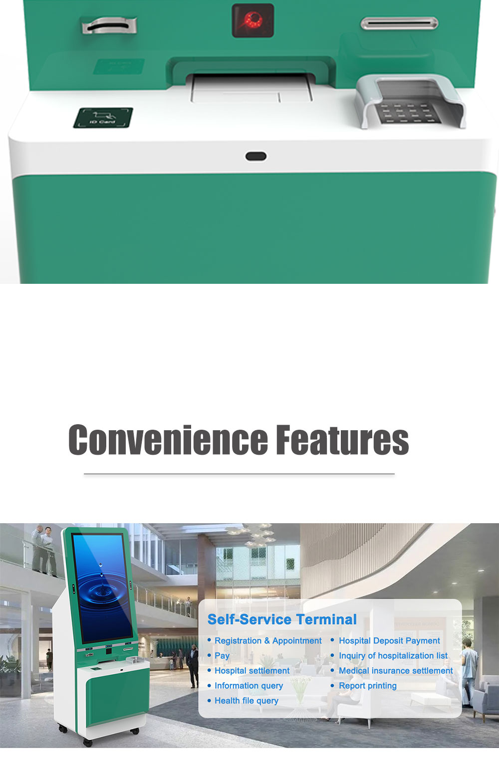 Face Recognition Self Printing Kiosk Desktop Pos Terminal Hotel Kiosk Printer