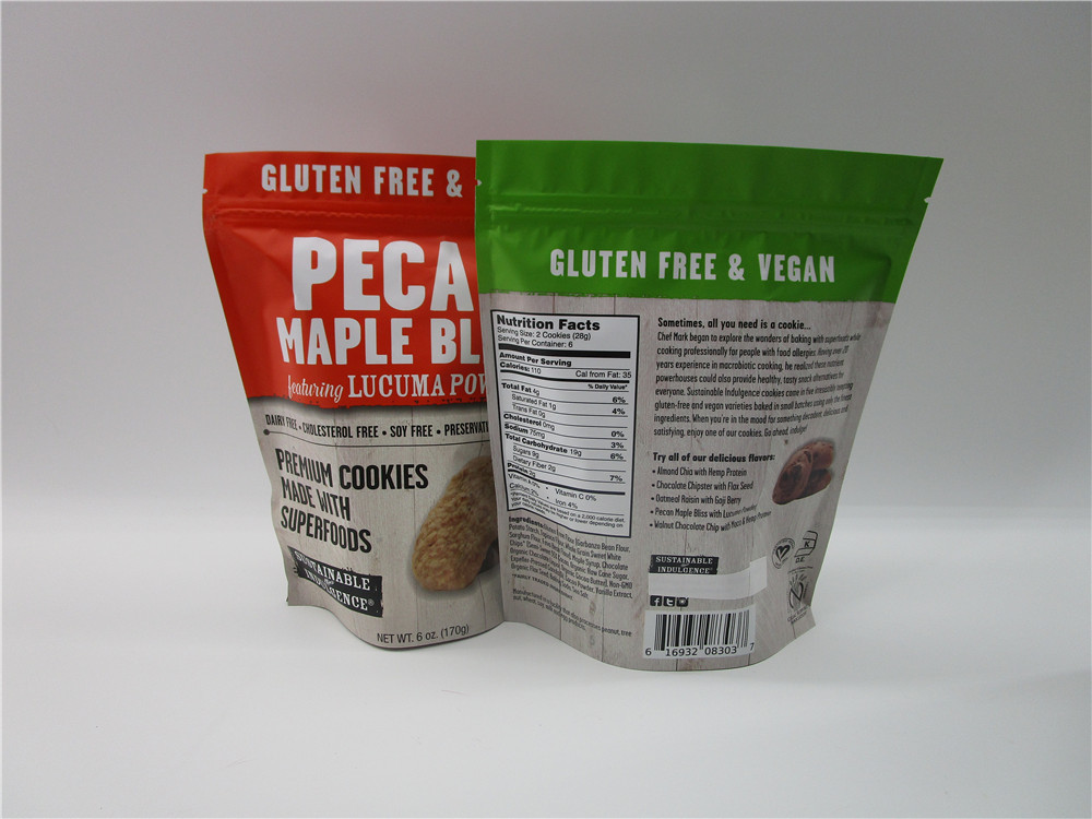 Custom Printed Reusable Standing k Bags Cookie Chips Foil Bag Packaging