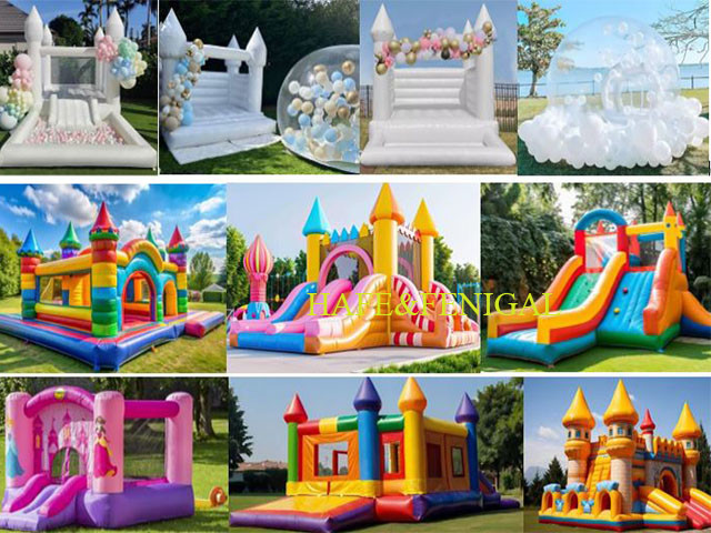 Customized White Inflatable Bouncers Castle Slide Perfect For Wedding And Birthday