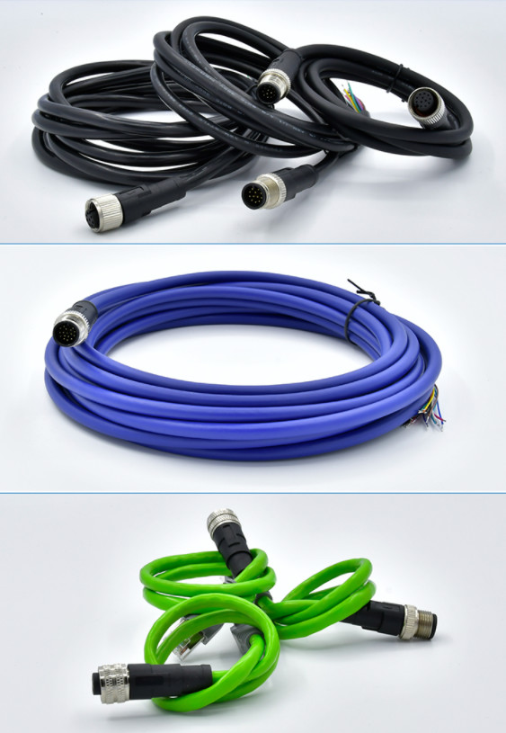 Circular M12 To M8 3-12 Contacts A-X Coded Sensor Outdoor Ip68 Cable Connector M12 M8 Auto Wire