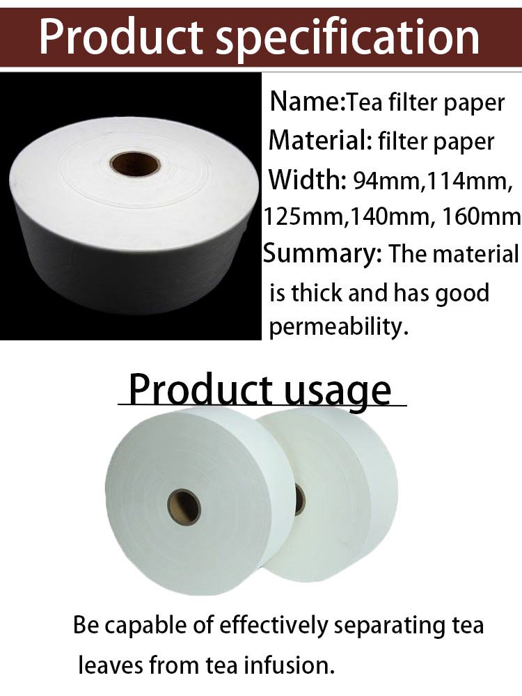 Food Grade Heat Sealing 125mm Paper Tea Filter Material Eco Friendly