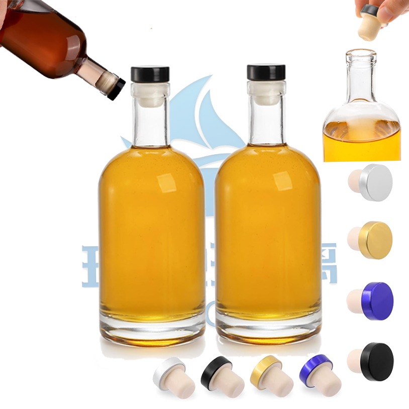 500ML 700ML 750ML 1000ML Glass Bottles for Vodka Whisky and Aluminum Plastic PP Collar