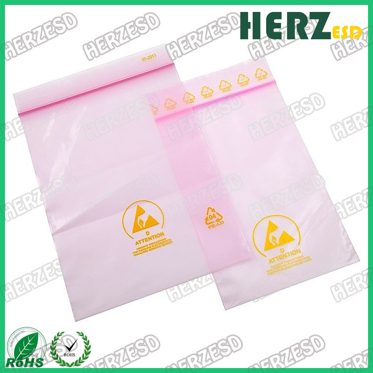 PE Film Material ESD Shielding Bags , Pink ESD Bags Thickness 0.075mm