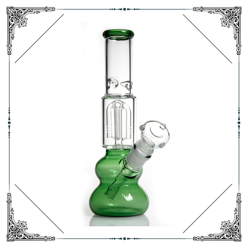Borosilicate Glass Water Pipe 4 Arms Tree Percolator Double Colorful Round Base