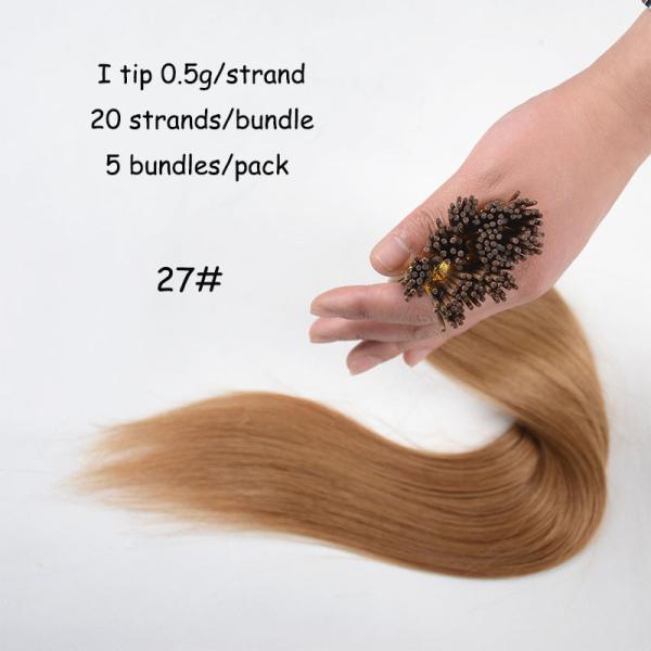 Factory wholesale pre bonded I tip hair extension Strawberry Brazilian Human