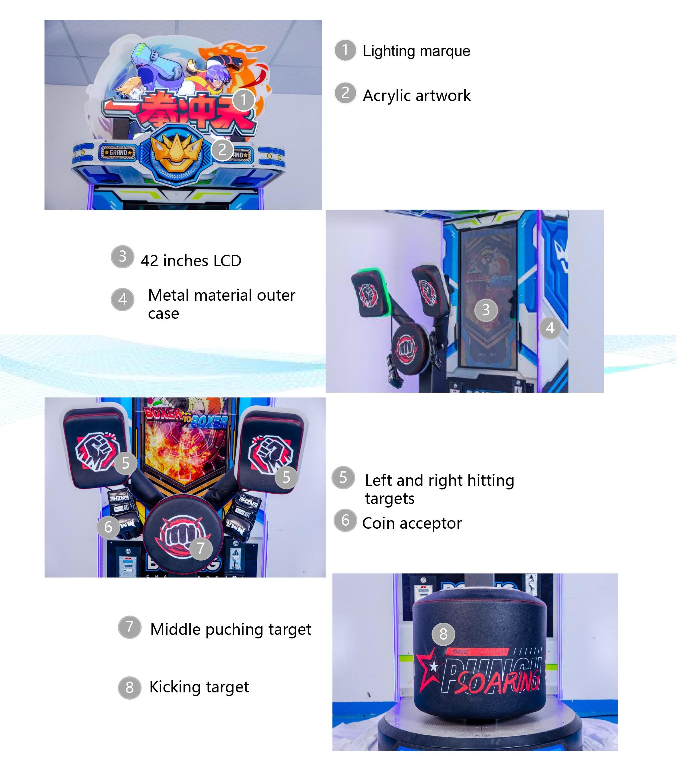 42 Inch LCD Amusement Boxing Arcade Machine Coin Operated Kick And Punch