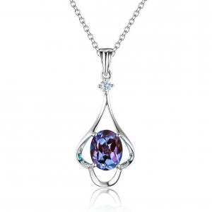 China 925 Sterling Silver Color Changing Alexandrite Pendant Unique Alexandrite Necklace For Women on sale