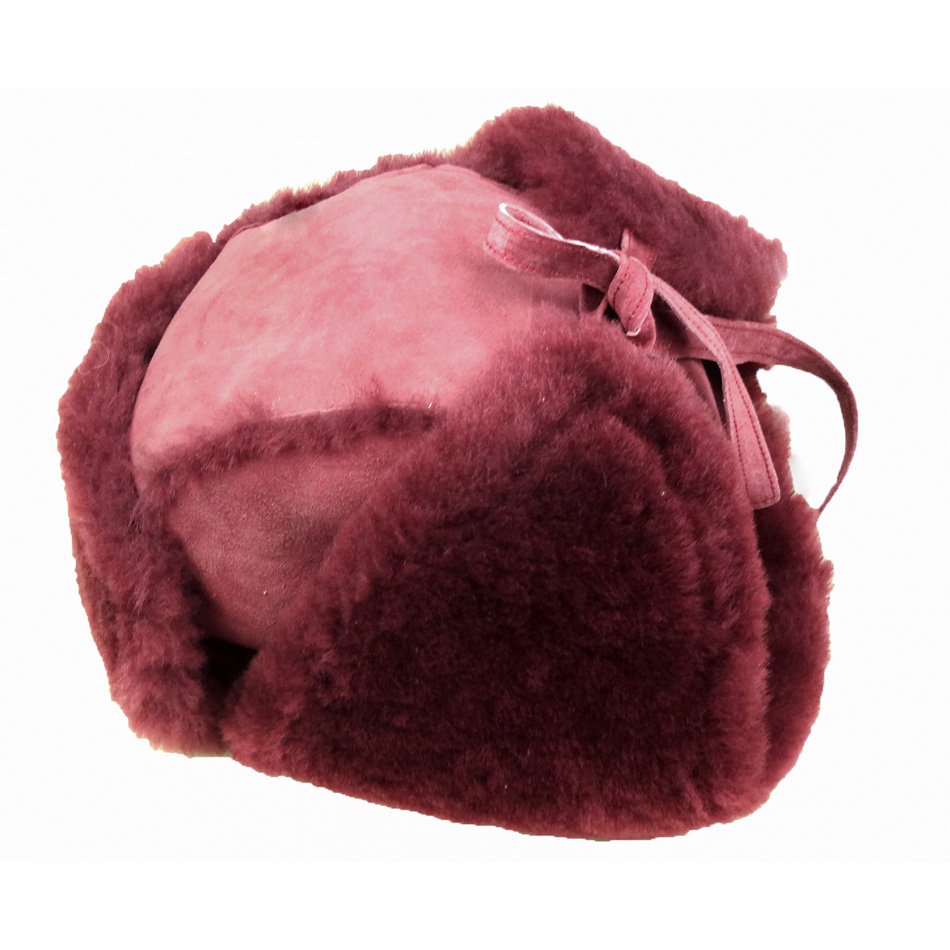 Winter Ladies Earflaps Real Sheepskin Leather Hat Russian Style Ushanka Trapper Hat