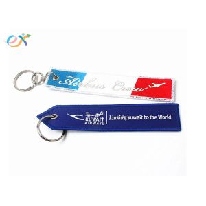 Custom Brand Name Logo Woven Keyring Airplane For Before Flight
