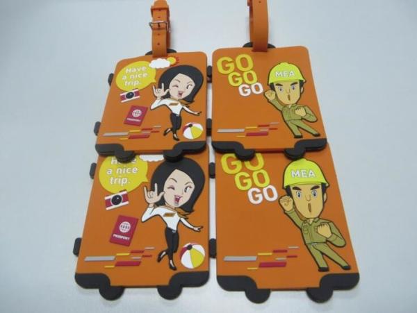 Lovely 3D Suitcase Shape Silicone Rubber PVC Airplane Luggage Tag Embossed Man