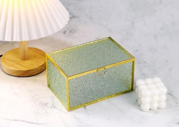 Retro Mirror glass artifact Cosmetic Storage Box Diamond Copper Edge Jewelry box