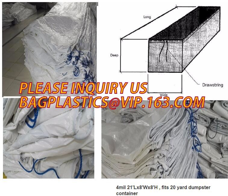 Open Top Drawstring 10 Mil Dumpster Container Liners,Drawstring Open Top 6 Mil Dumpster Container Liners, BAGEASE PAC