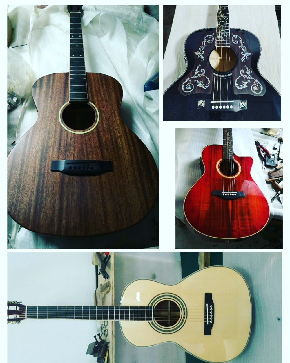 Custom O Body 39 Inch Abalone Binding Sunburst Color Acoustic Guitar Accept Guitar, Amp, Pedal OEM