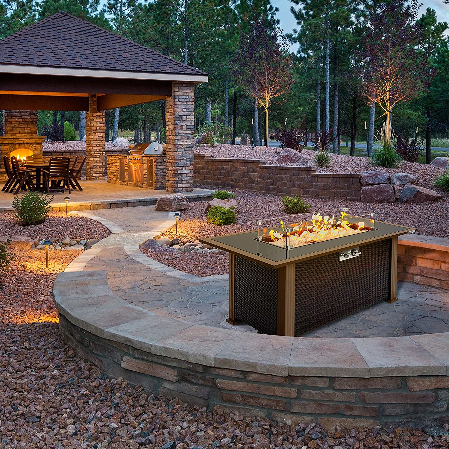 2 Inch Hammered Bronze Aluminum Propane Outdoor Natural Gas Firepit For Garden