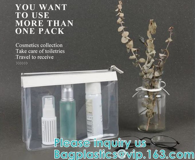 ZIPPERED BAGS, makeup cosmetic bag, travel BAG, Cosmetic Swimwear Sand beach Clear Cylinder PVC Bag For Women Makeup Tr