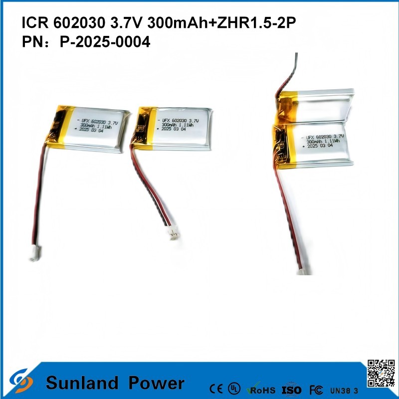 602030 3.7V 300mAh+ZHR1.5-2P Battery From Ultra-thin Design Flexible Compatibility For Various Small Smart Devices Bluetooth Earphones Wearable
