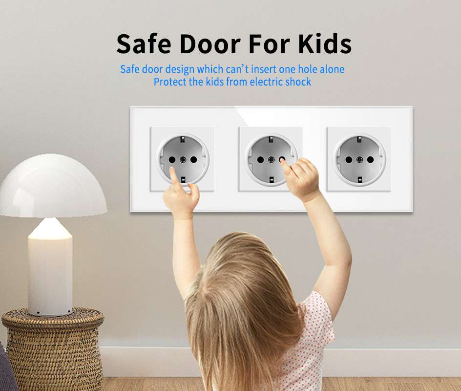European Standard Electrical Wall Socket 16A 3500W Round Wall Socket Box Mounting