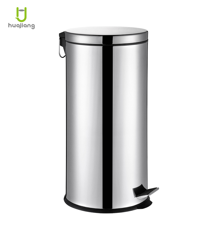 3L/5L/8L/12L/20L/30L SS Round Trash Bin with Rolling Cover and Foot Pedal Made of Stainless Steel