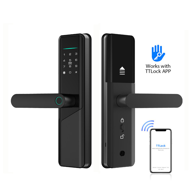 5 in 1 Digital Biometric Smart Door Lock With 4 Pcs AA Battery