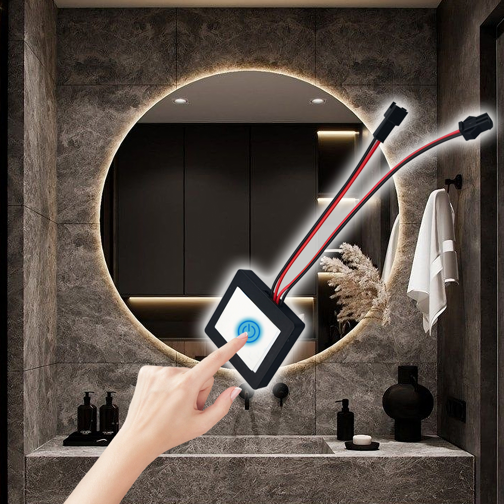 60W Three Color LED Smart Single Key Touch Dimmer Switch for Customized Bathroom Mirror