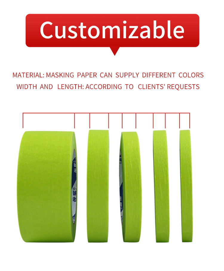 OEM Removable 25mm 48mm Green High Stick Spray Masking Tape For Outdoor Wall Paint