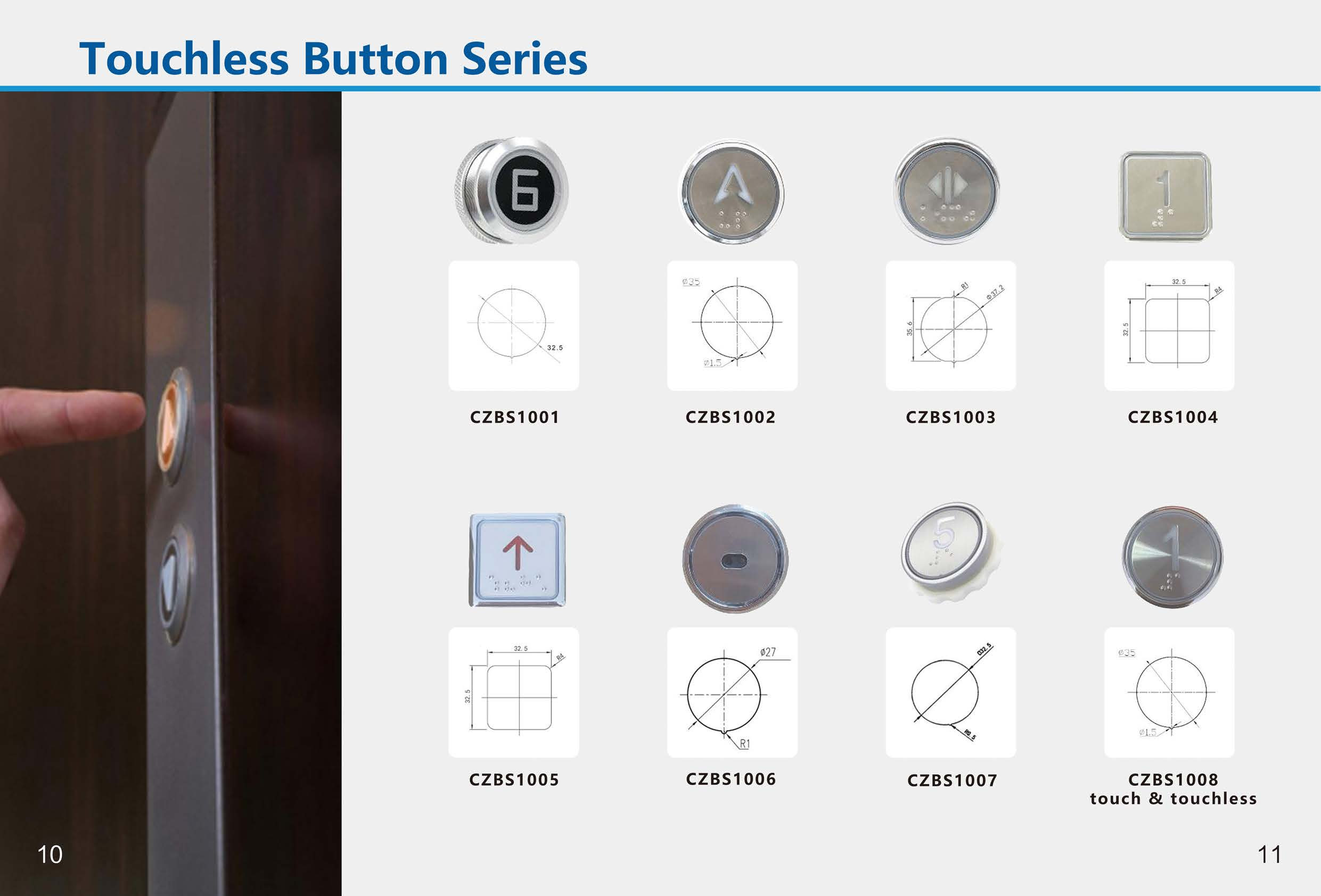 Round 37mm Stainless Steel Button Elevator Touchless Button Lift No Touch Button