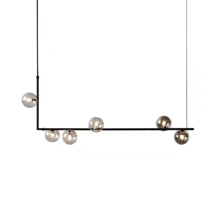 Nordic Long Modern Glass RestaurantChandelier Pendant Brass Iron Lamp