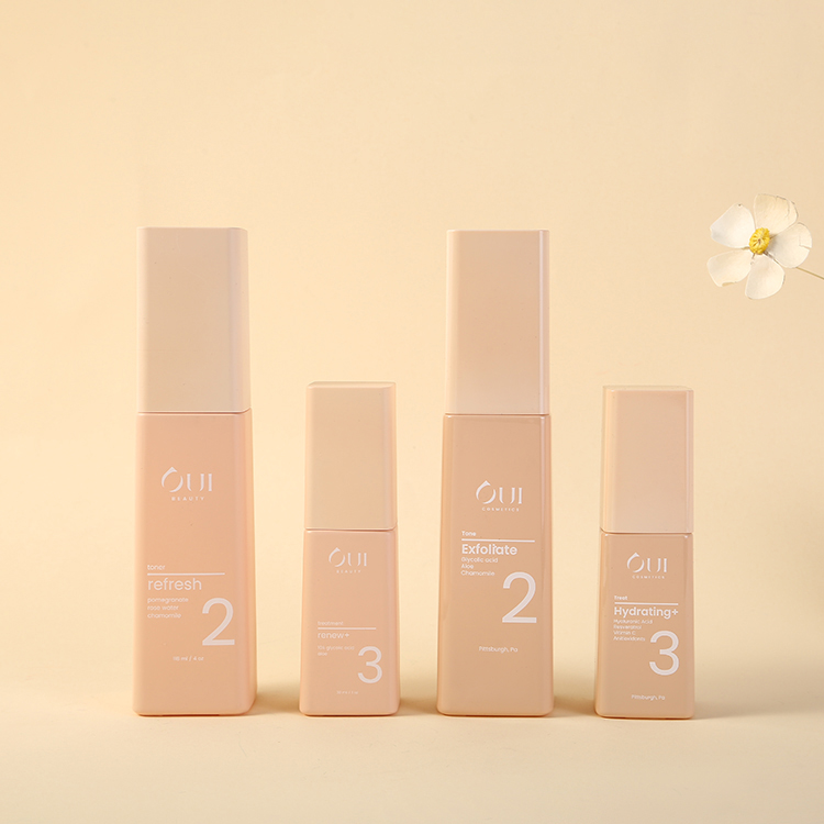 Hot 40ml Square Perfume Bottle Pink Frosted Borosilicate Serum Glass Bottle in Customized Colors and Logo/Graphic Design