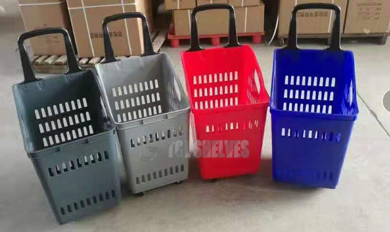Supermarket Plastic Shopping Cart With Wheels 75L TGL New Style CE Certification