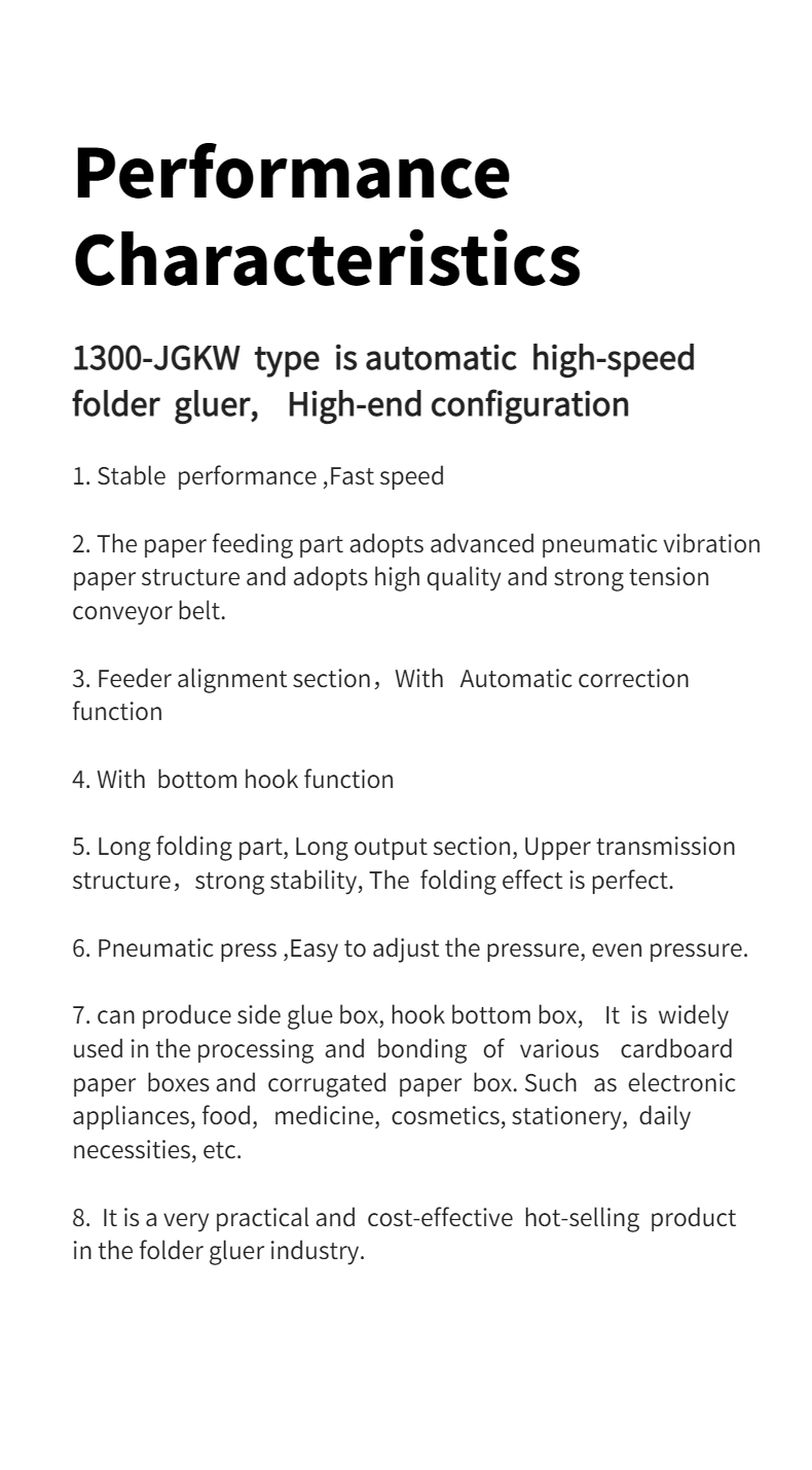 1300 JGKW Corrugated Box Dual- Lock Bottom Pre-Fold Lock Bottom Folder Gluer Machine Hot Glue Machine