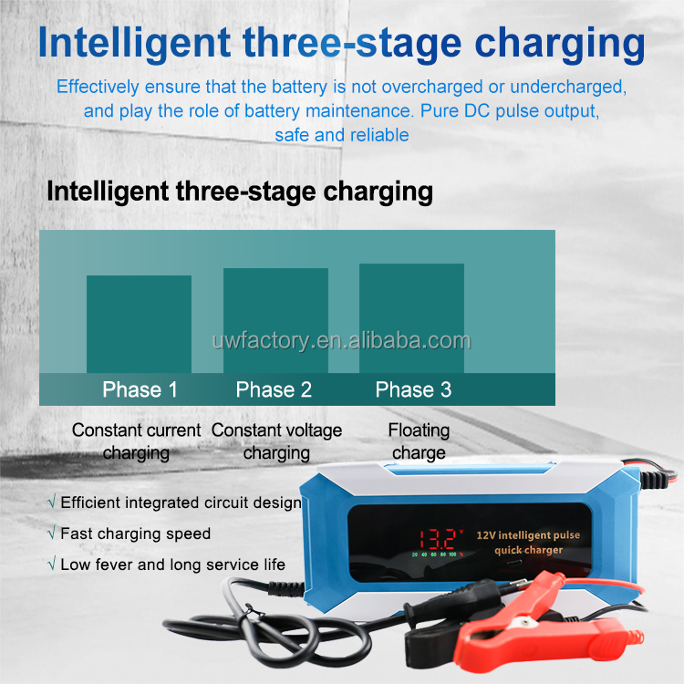 Electric Vehicle E-bike Scooter 12V 24V 12A 6A Fast Charge Lead-Acid Battery Charger Made of PC Fireproof Material