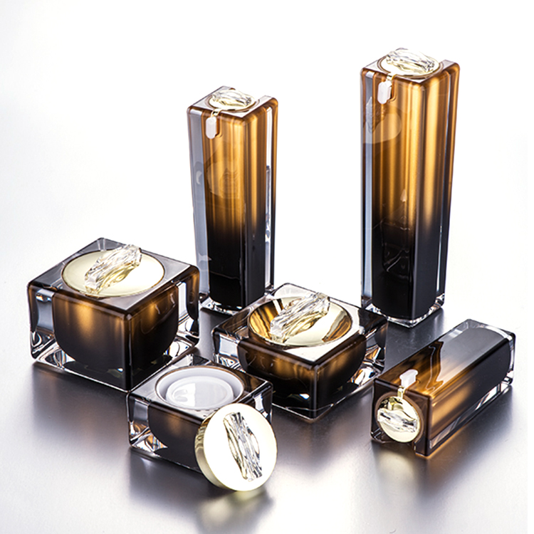 High End Cosmetic Acrylic Jar And Bottle Set Luxury Gradient Skin Care Packaging 15g 30g 50g 30ml 50ml 80ml 100ml