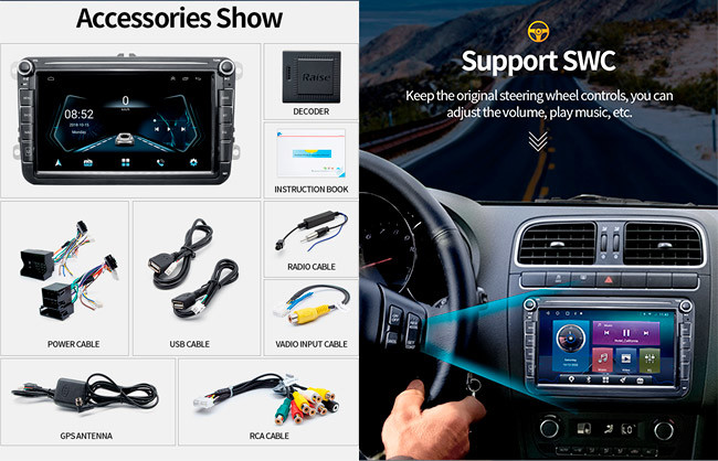 2+32G VW Car Radio 8 Inch Vw Polo Touch Screen Radio Android Gps Skoda Seat