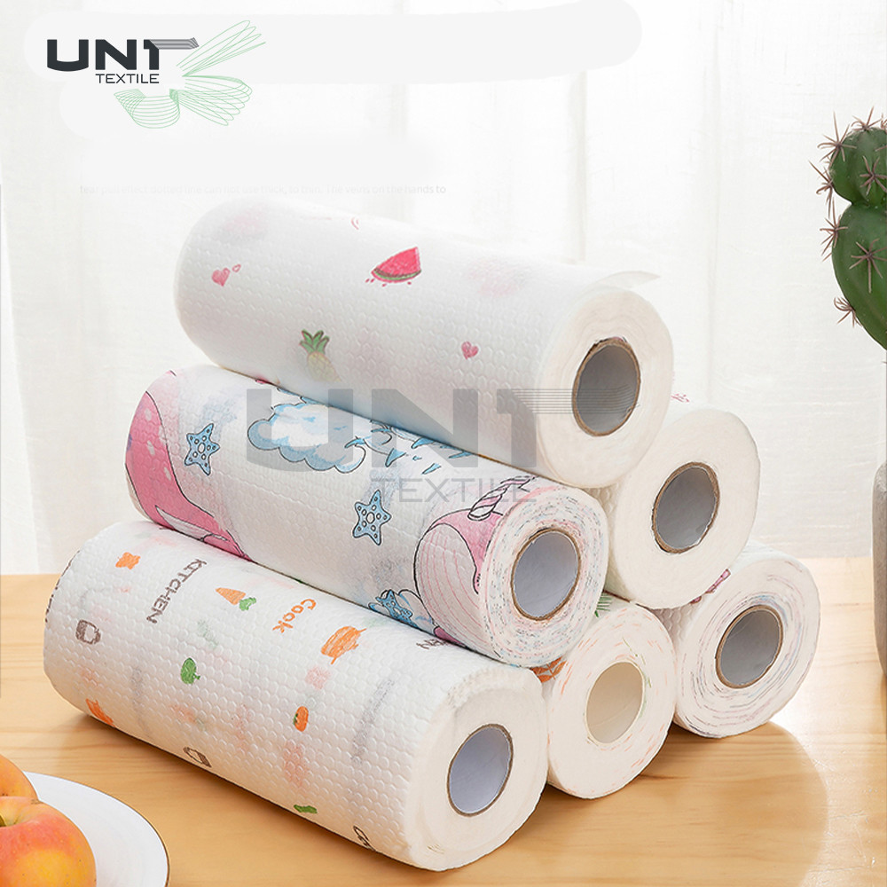 Biodegradable Reusable Spunlace Nonwoven Fabric Bamboo Fiber Towel Cleaning Cloths Roll