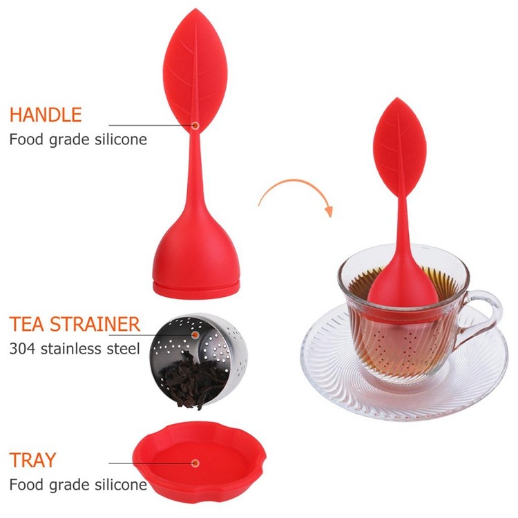 Amazon Hot Stainless Steel BPA-Free Silicone Strainer Loose Leaf Tea Infuser for Black Green Loose Tea Mug
