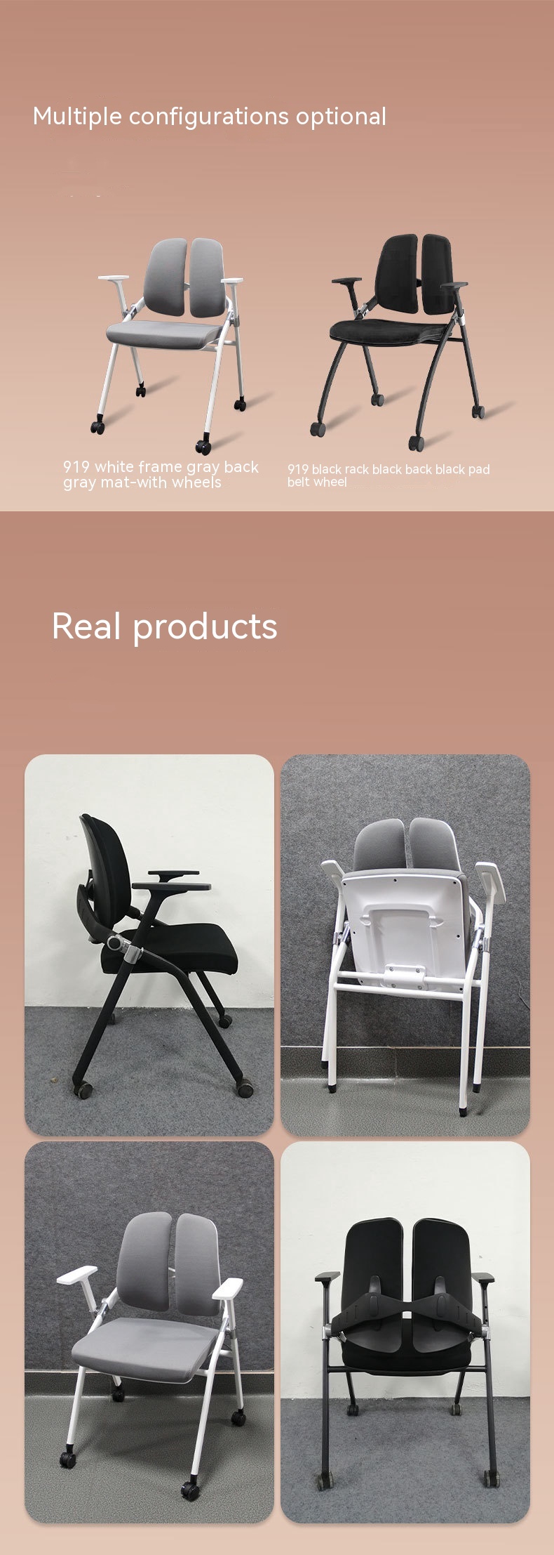 Adjustable Fixed Handrail Double Back Folding Conference Chair for Corporate Events