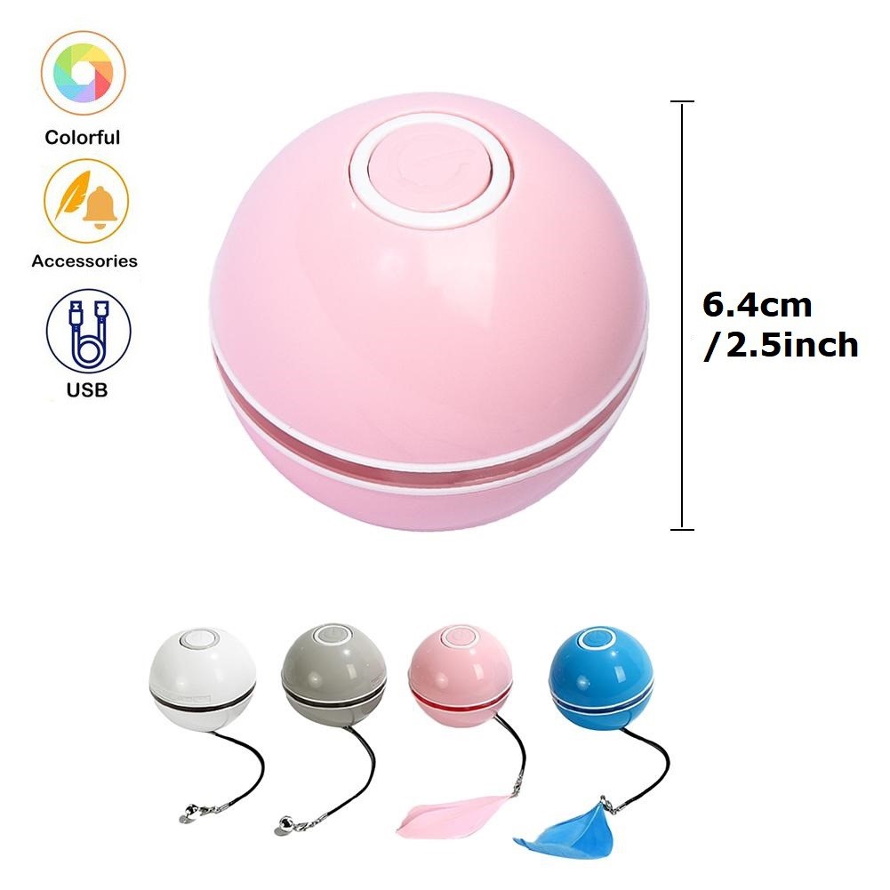 Pet Cat Toy BallBlue USB Smart LED Light Rechargeable Interactive Automatic Rolling