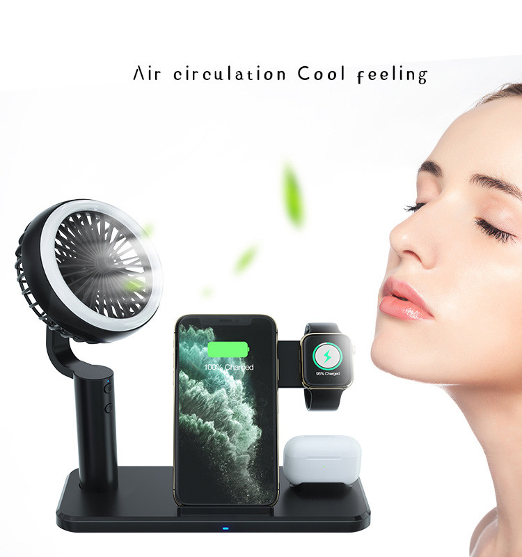110KHz Multifunction Wireless Charger Stand PC ABS 9V 2A With Fan
