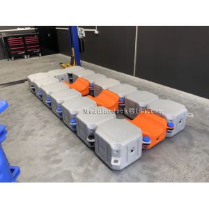 Modular plastic pontoon floating dock used for jet ski