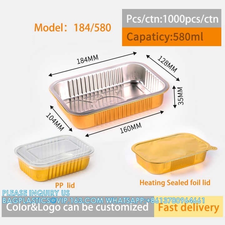 200ml Length 166MM, Sturdy Aluminum Foil Pans With Lids For Cooking, Baking, Reheating, Freezer, Oven, Recyclable
