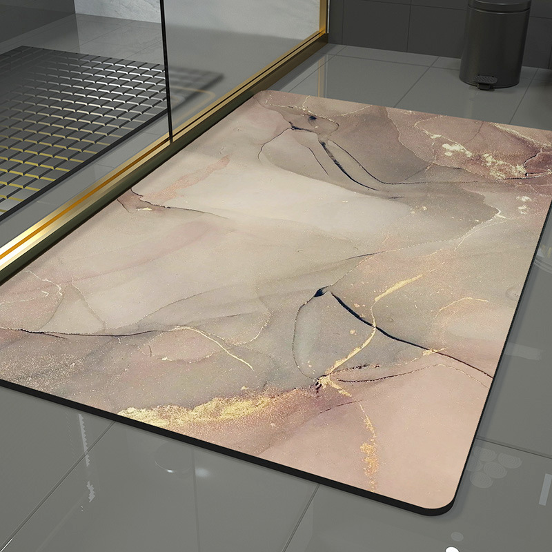 Fast Water Drying Stone Bath Mat with Customized Color and Absorbent Hard Shower Rug