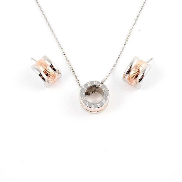 South American Fashion Stainless Steel Earrings With Matched Pendant Necklace