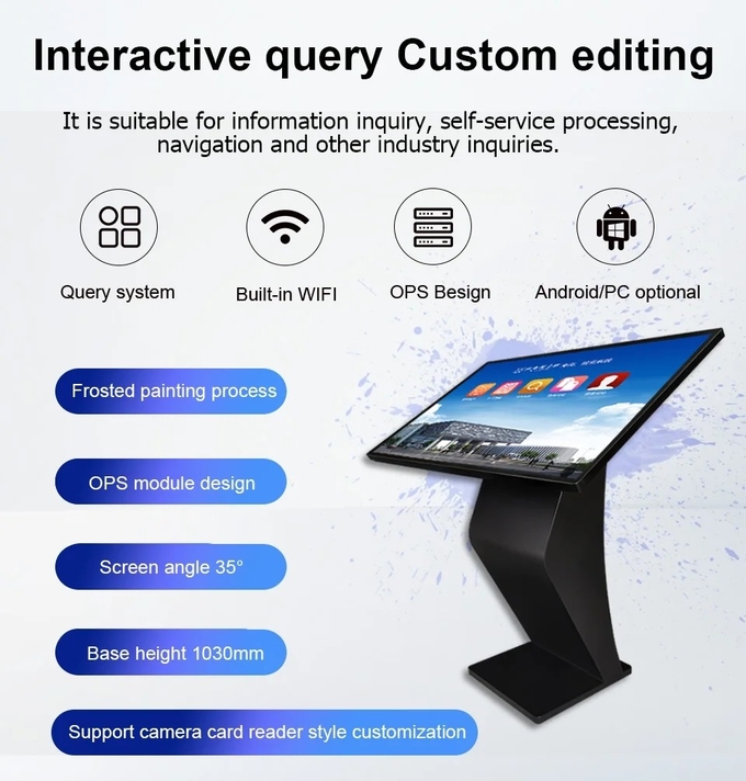 Horizontal Multimedia Display Terminal Interactive Self Service Kiosk 49 Inch