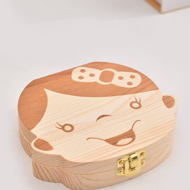 Baby Tooth Fairy Box, First Tooth Keepsake Box for Kids - Wooden Tooth Holder & Storage Gift Box for Boys and Girls