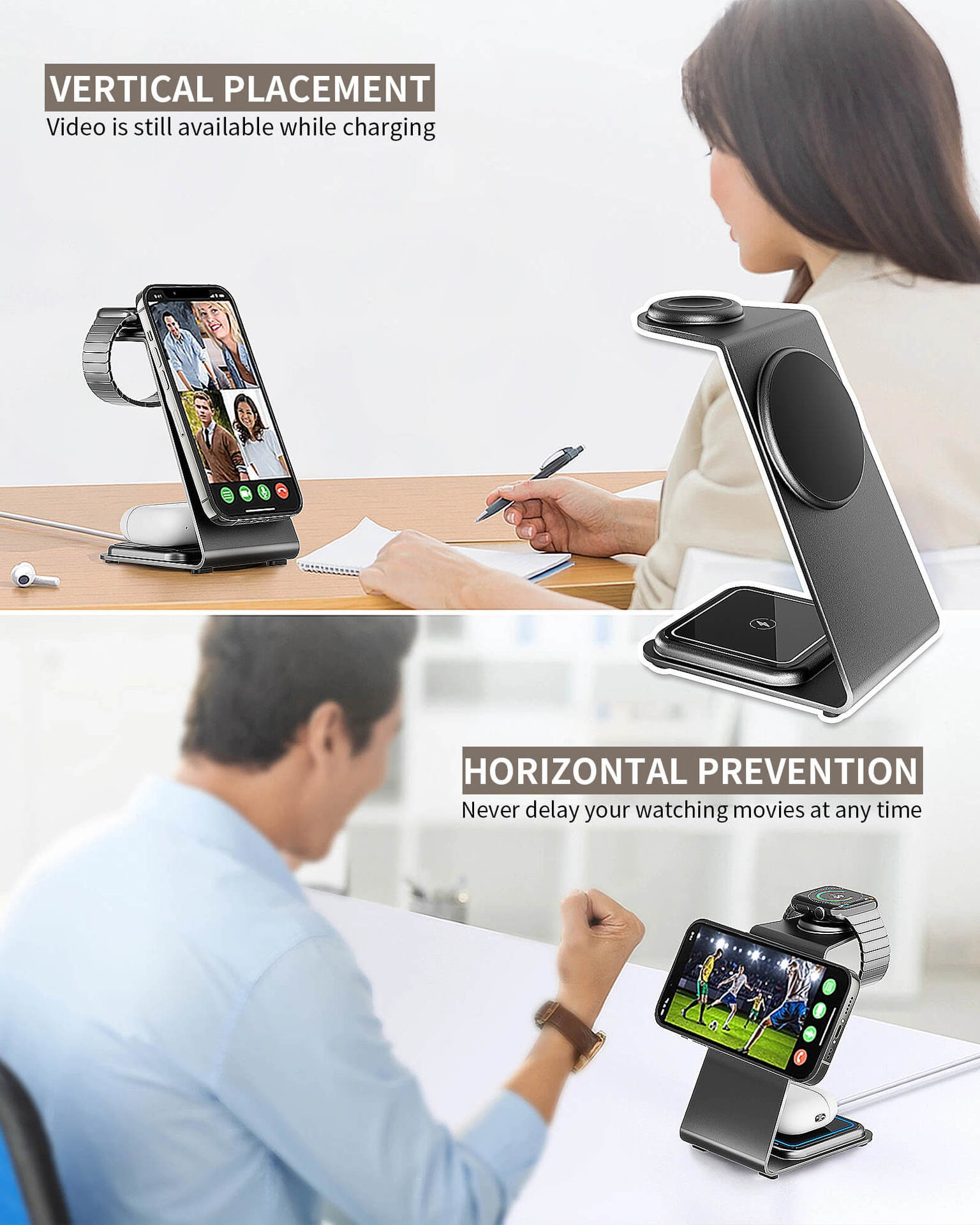 Aluminum Alloy Magnetic Wireless Charger for IPhone Samsung Qi Phones Earbuds and iWatch