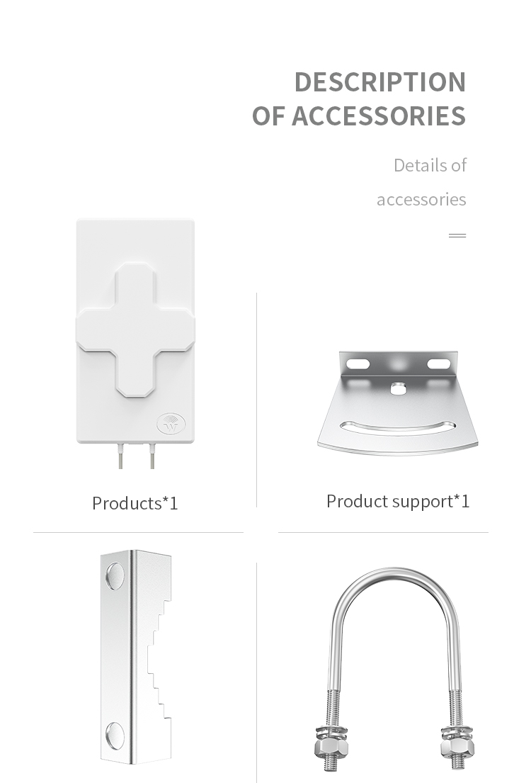 50Ω Input Impendence 25dBi 698-2690MHz 4G/LTE MIMO Panel Antenna with 210*210 Dimension