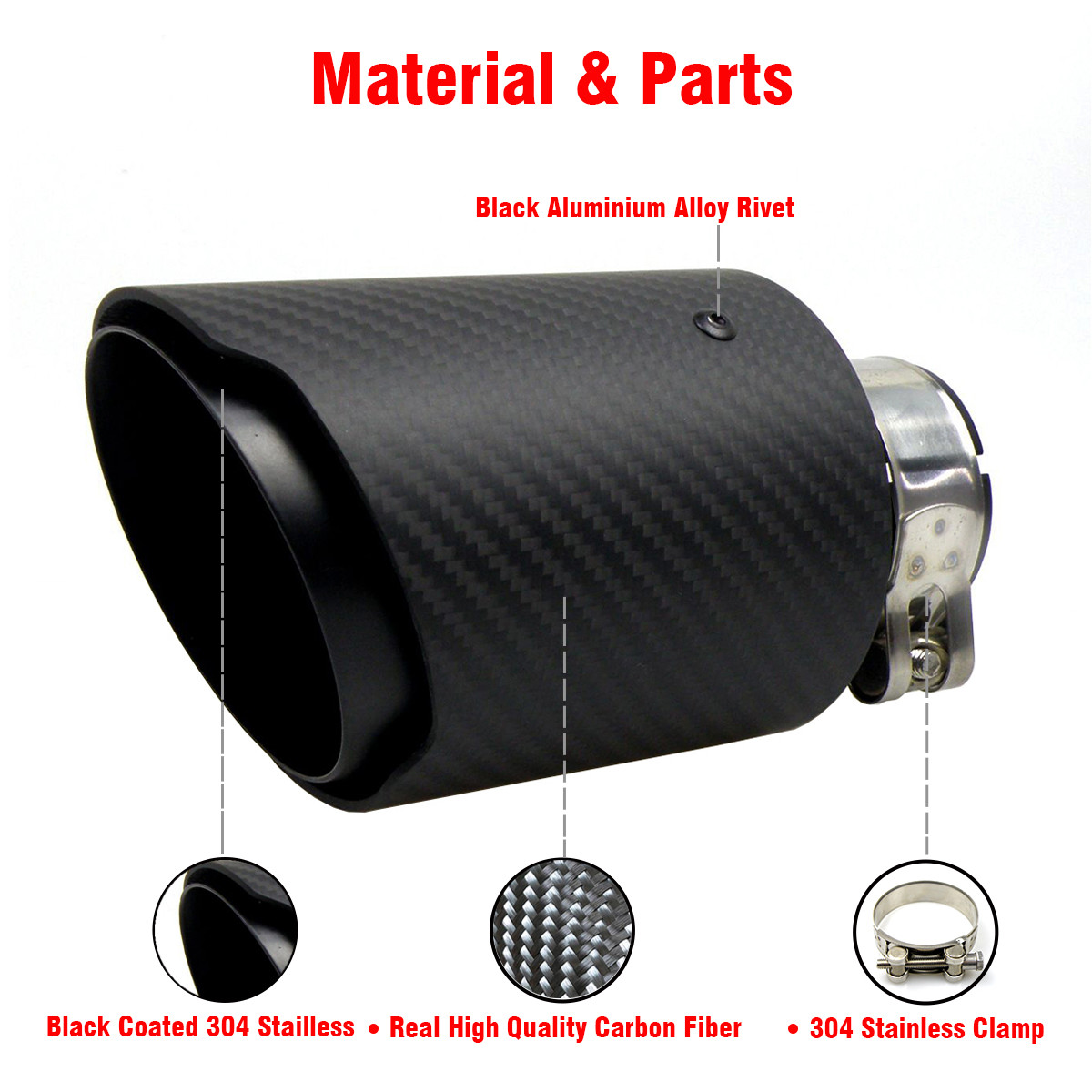 3k Twill Plain Matte Car Universal Carbon Fiber Muffler Tips Custom design