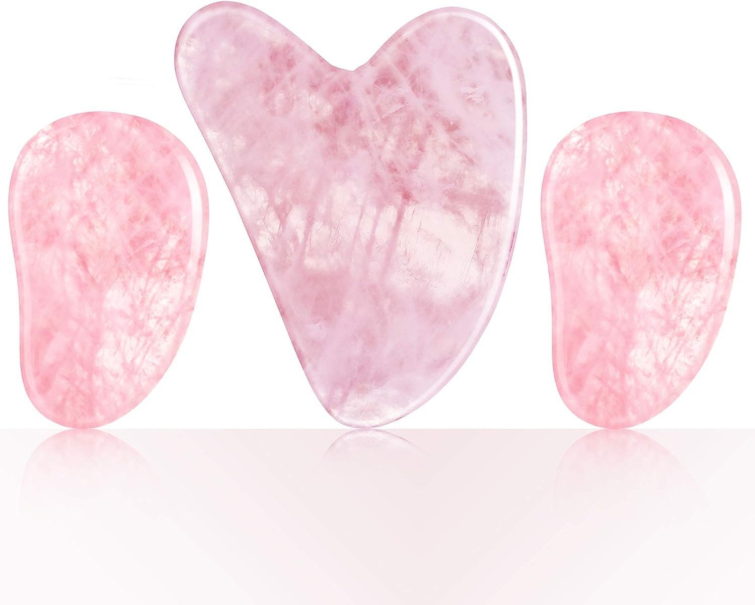 Polished Smooth Crystal Rose Quartz Gua Sha Board Jade Face Stone For Anti Aging