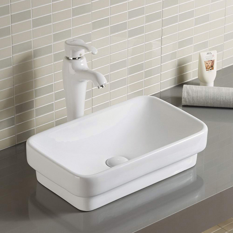 High-Temperature Firing Rectangular Table Top Wash Basin Custom Ceramic Sink